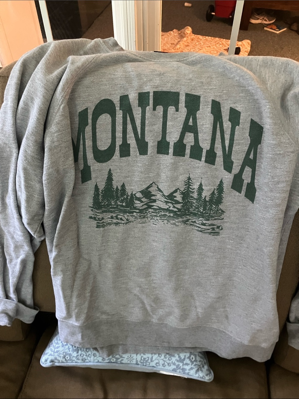 Original Retro Brand Montana Crewneck Sweatshirt - Gray with Green Graphic
